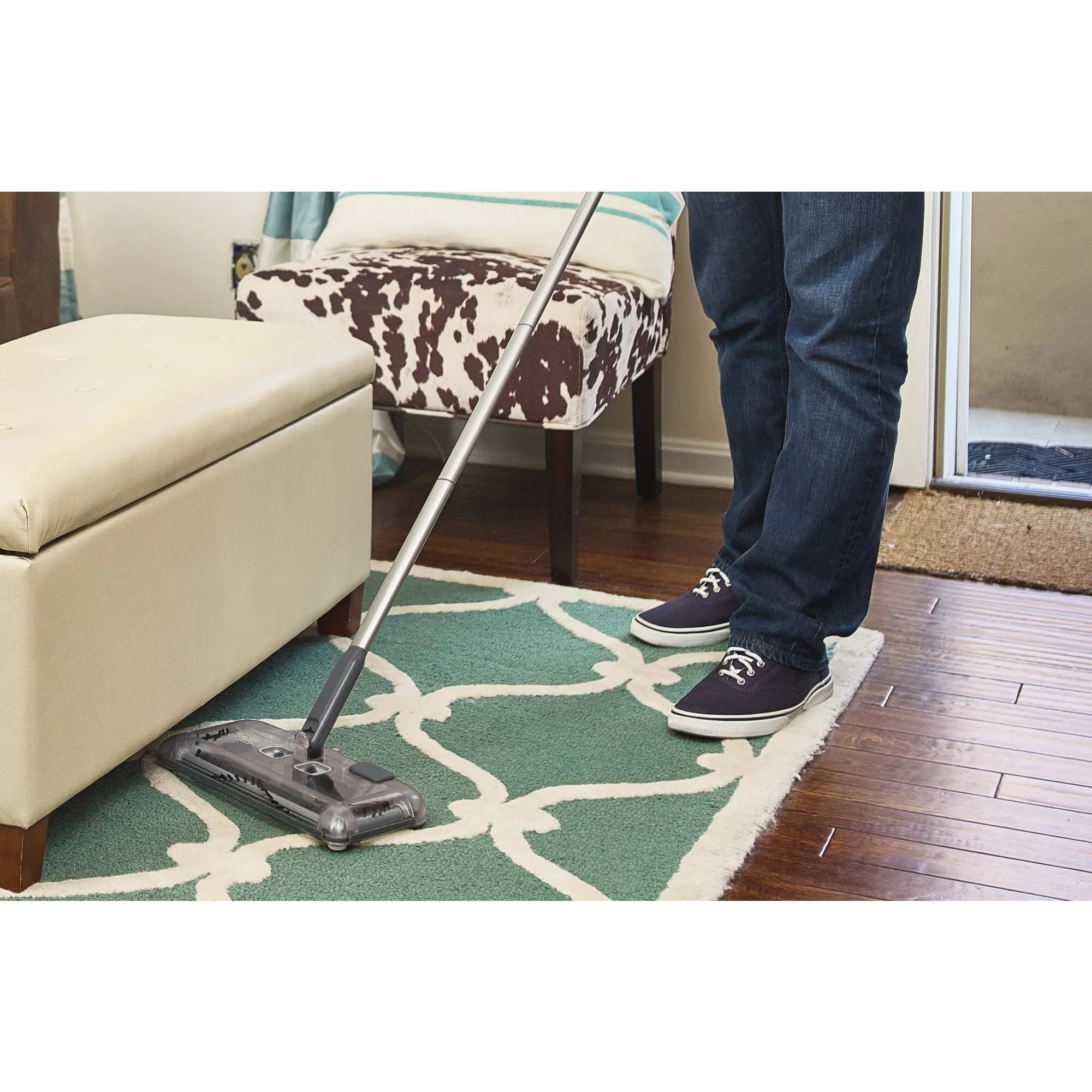 100 Minute Powered Floor Sweeper, Charcoal Grey