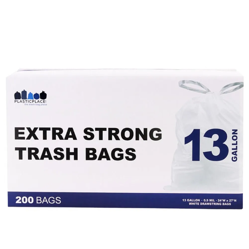 13 Gallon Drawstring Bags - 0.9 Mil - 200/Case