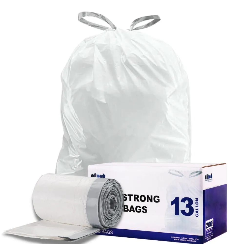 13 Gallon Drawstring Bags - 0.9 Mil - 200/Case