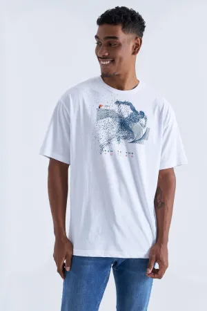 baski detayli o yaka erkek oversize t-shirt - 88093