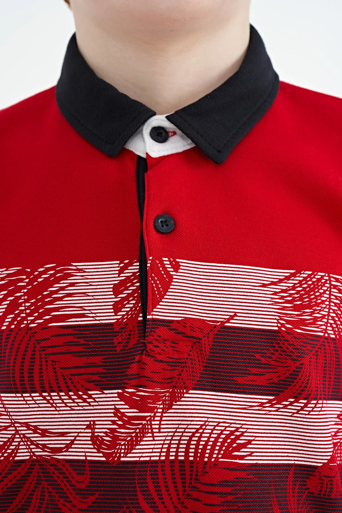 baski detayli standart kalip polo yaka erkek çocuk t-shirt - 11101