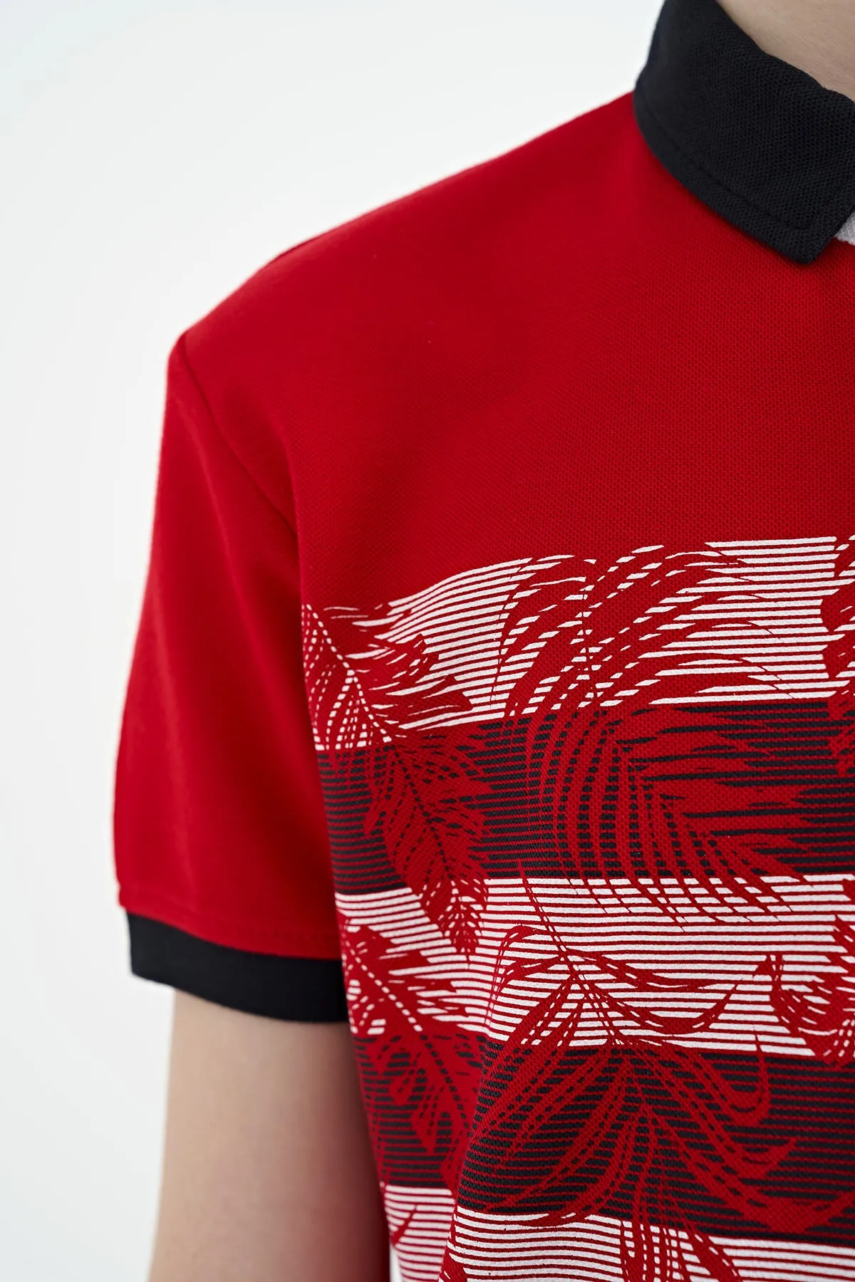baski detayli standart kalip polo yaka erkek çocuk t-shirt - 11101