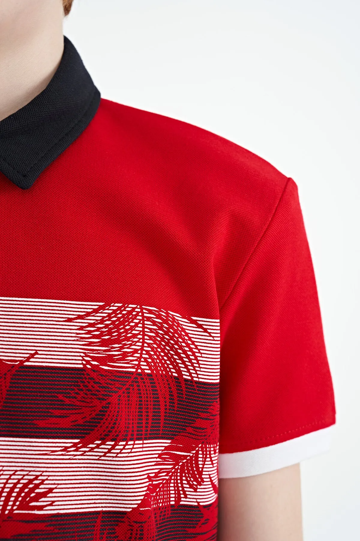 baski detayli standart kalip polo yaka erkek çocuk t-shirt - 11101