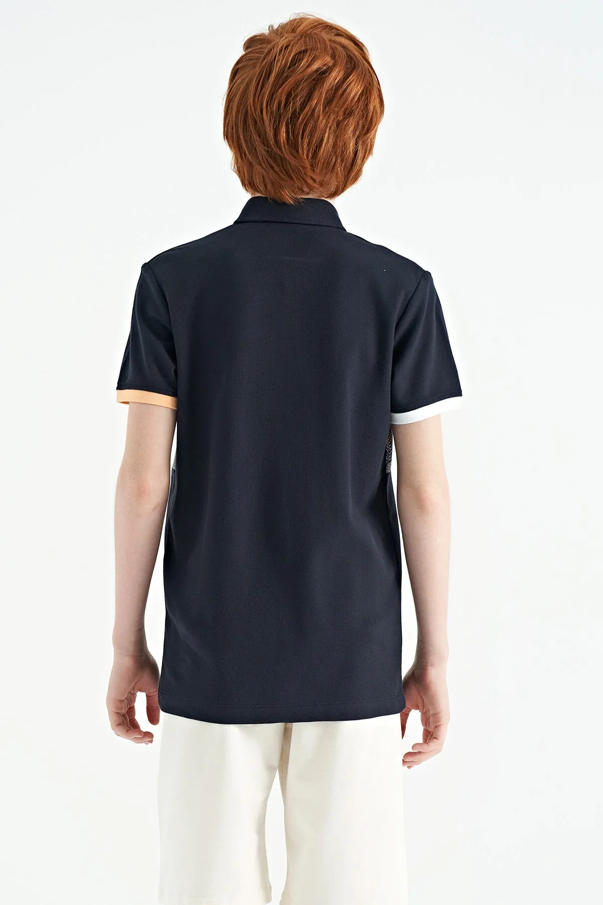 baski detayli standart kalip polo yaka erkek çocuk t-shirt - 11101