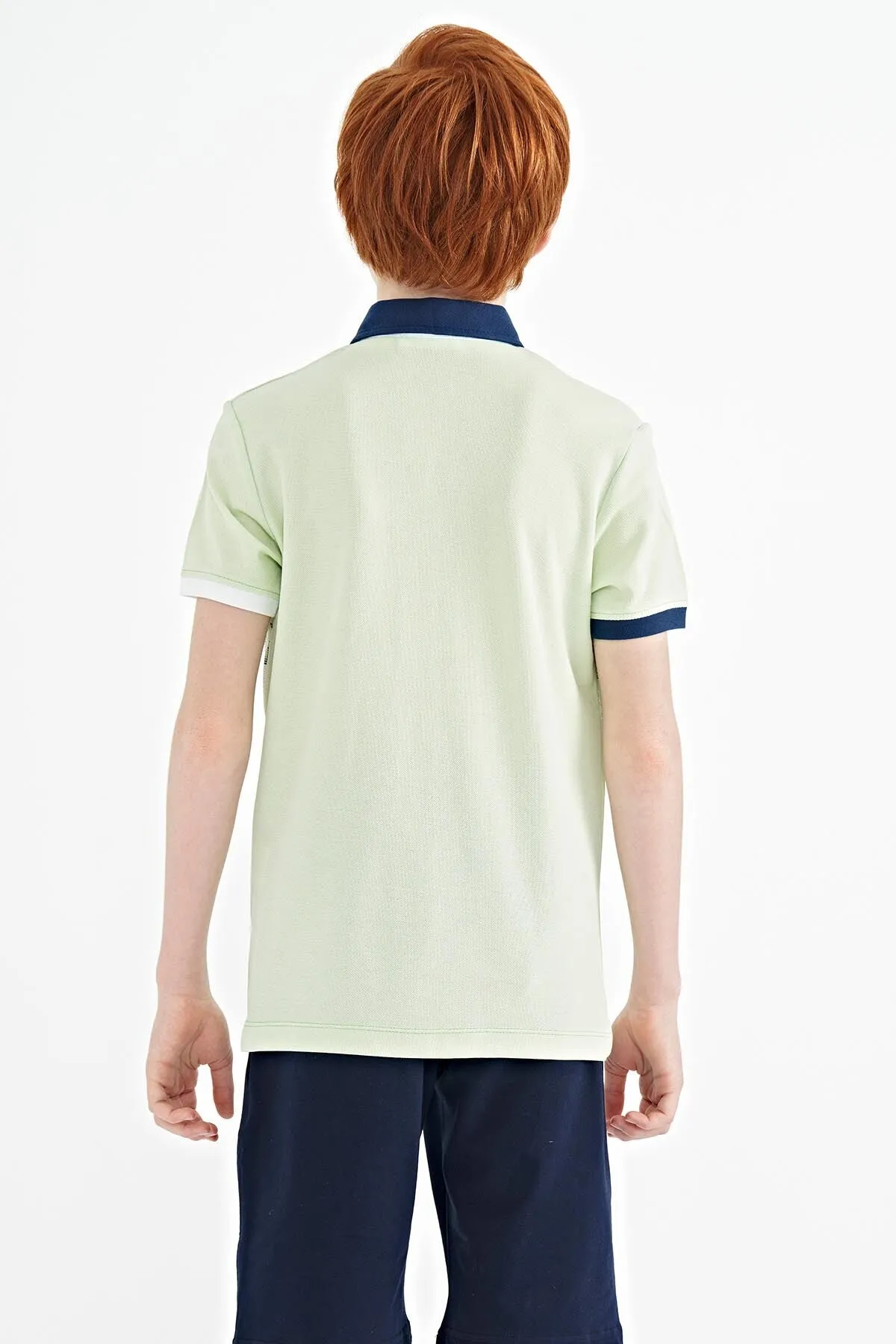 baski detayli standart kalip polo yaka erkek çocuk t-shirt - 11101