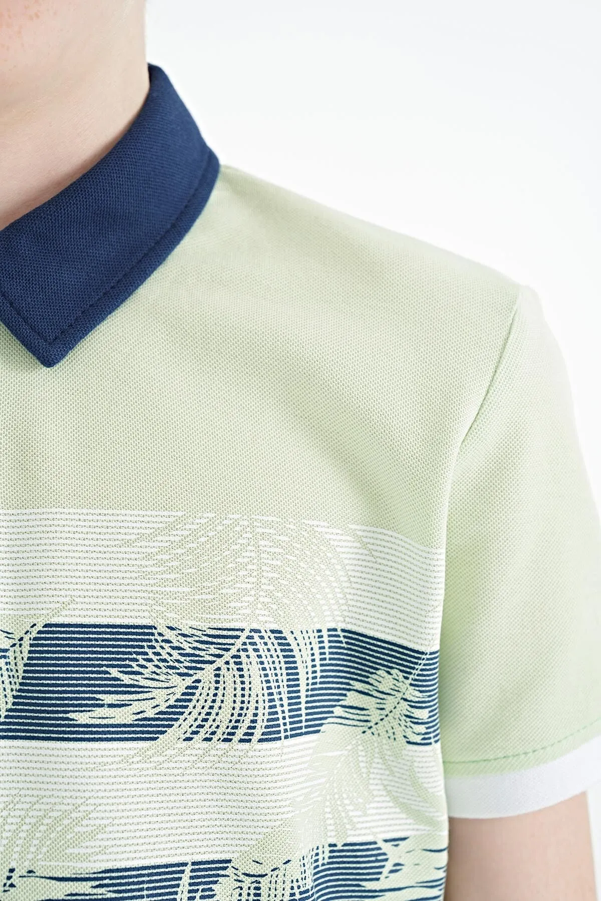 baski detayli standart kalip polo yaka erkek çocuk t-shirt - 11101