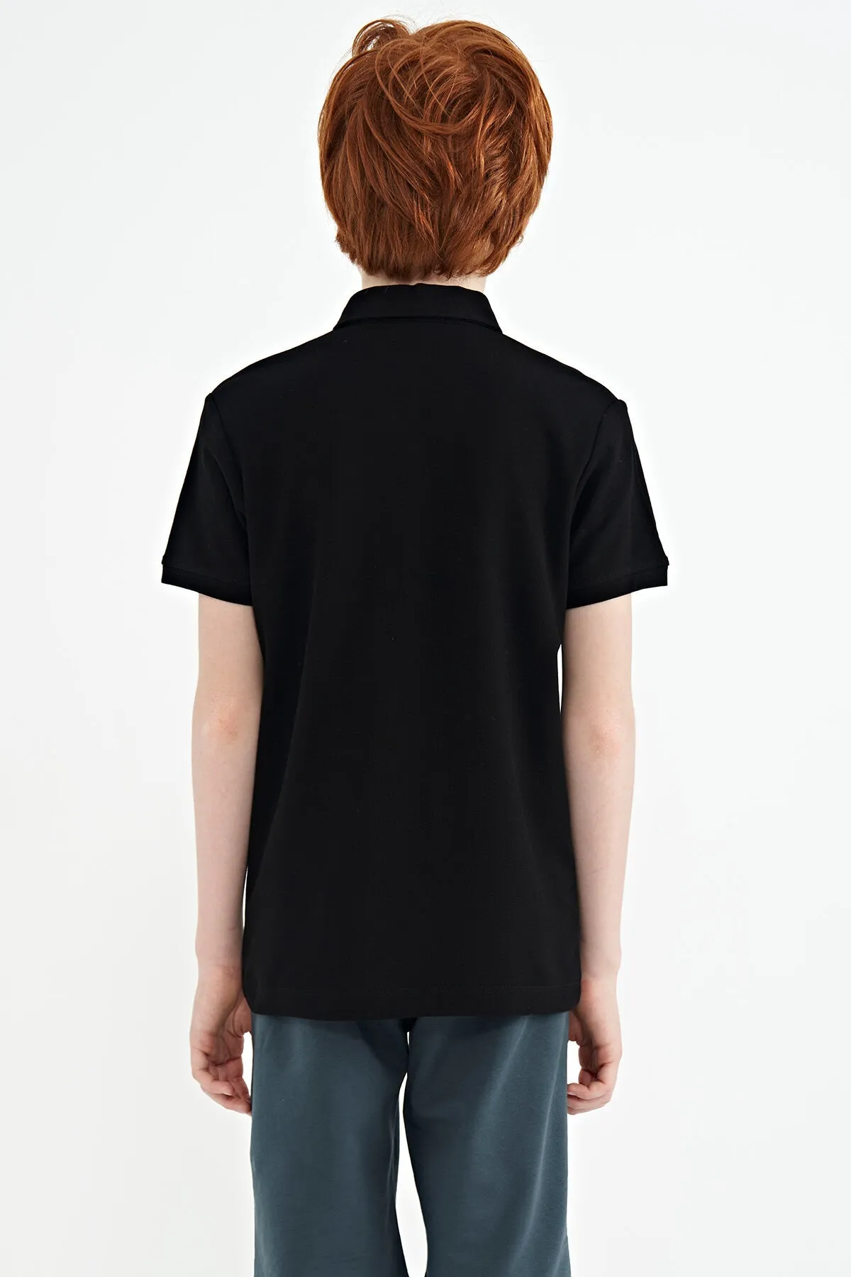 baski detayli standart kalip polo yaka erkek çocuk t-shirt - 11101