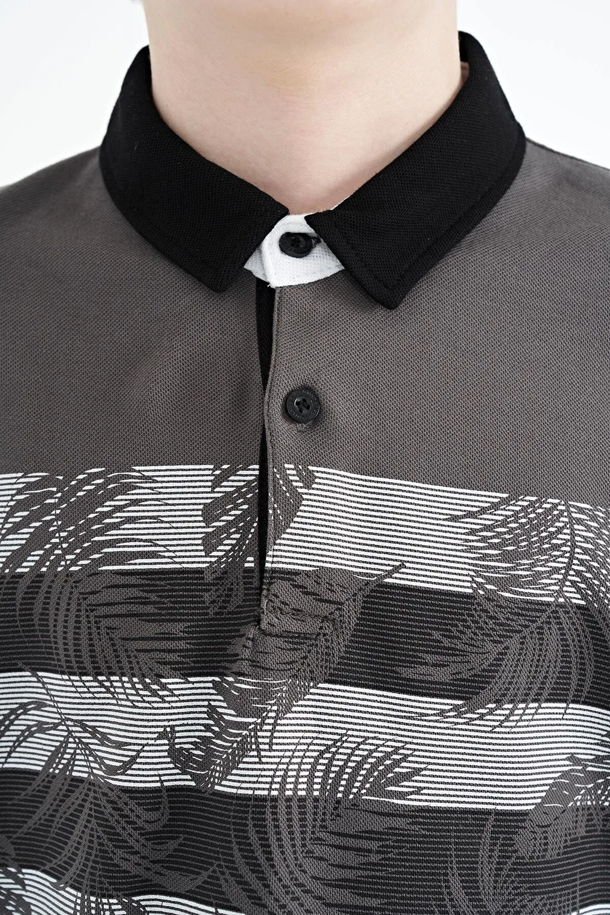 baski detayli standart kalip polo yaka erkek çocuk t-shirt - 11101