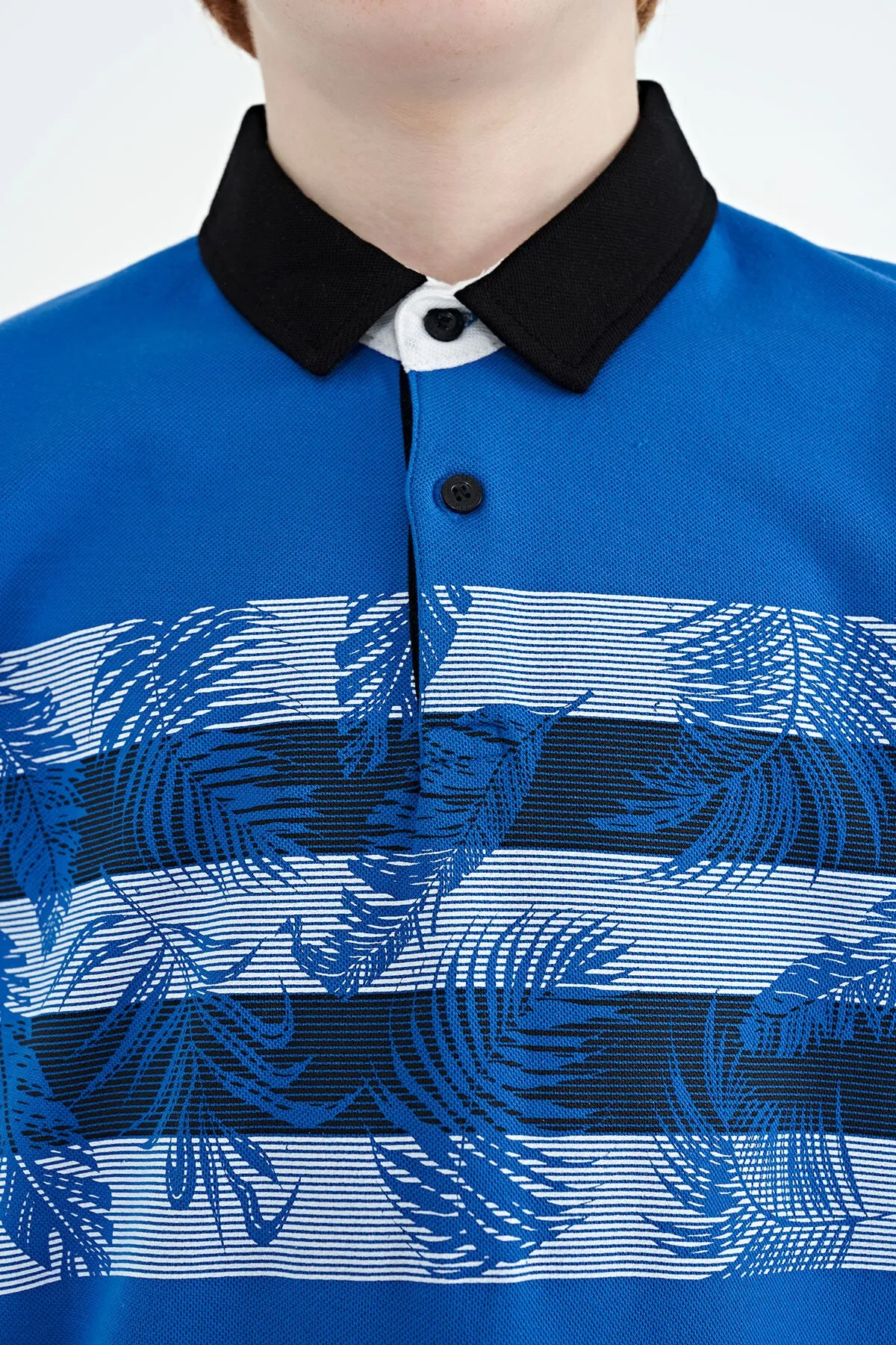 baski detayli standart kalip polo yaka erkek çocuk t-shirt - 11101