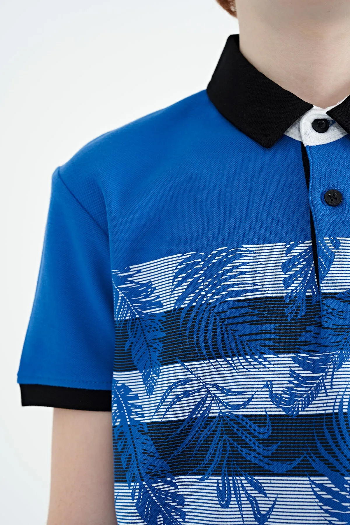 baski detayli standart kalip polo yaka erkek çocuk t-shirt - 11101