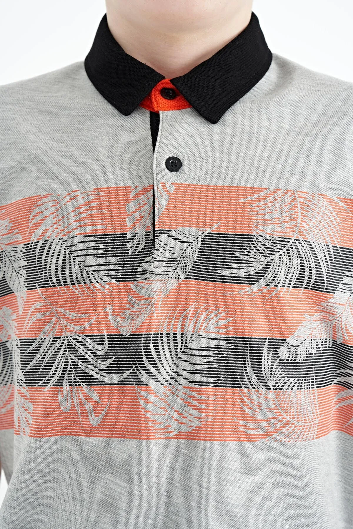 baski detayli standart kalip polo yaka erkek çocuk t-shirt - 11101