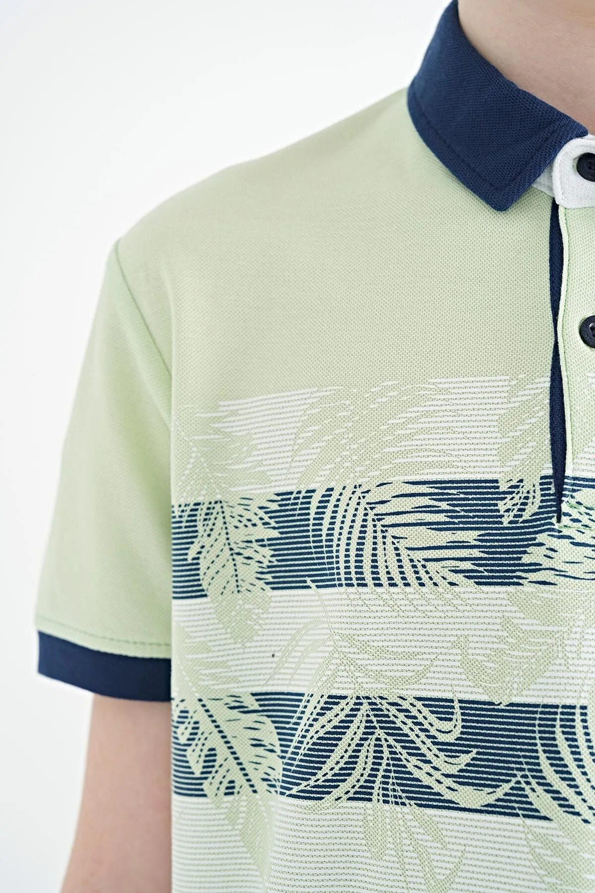 baski detayli standart kalip polo yaka erkek çocuk t-shirt - 11101