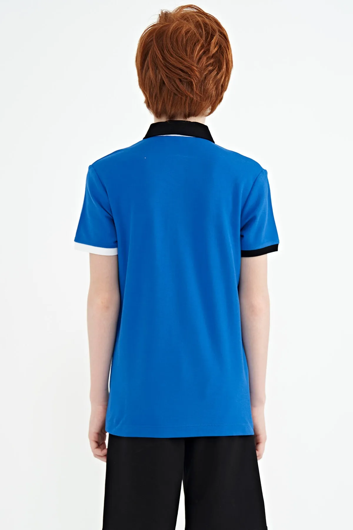 baski detayli standart kalip polo yaka erkek çocuk t-shirt - 11101