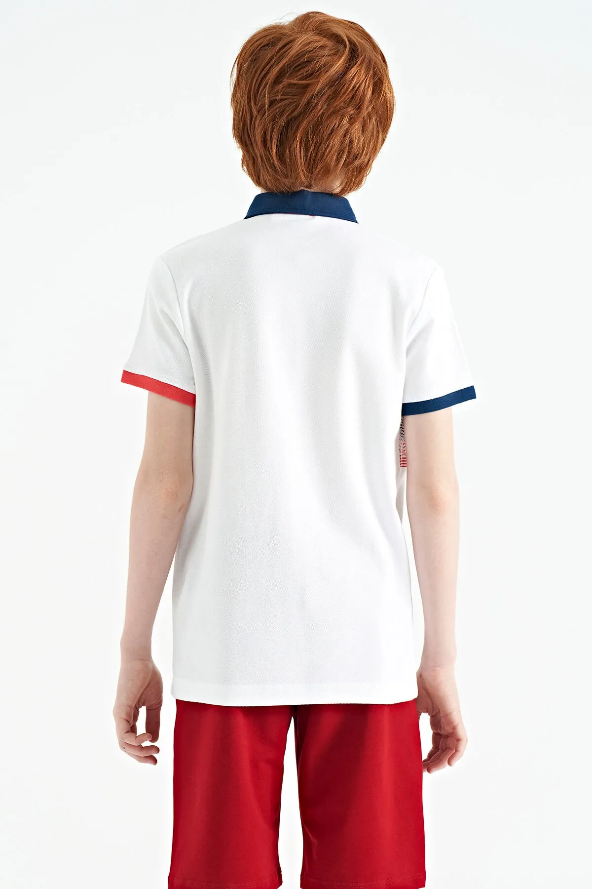 baski detayli standart kalip polo yaka erkek çocuk t-shirt - 11101