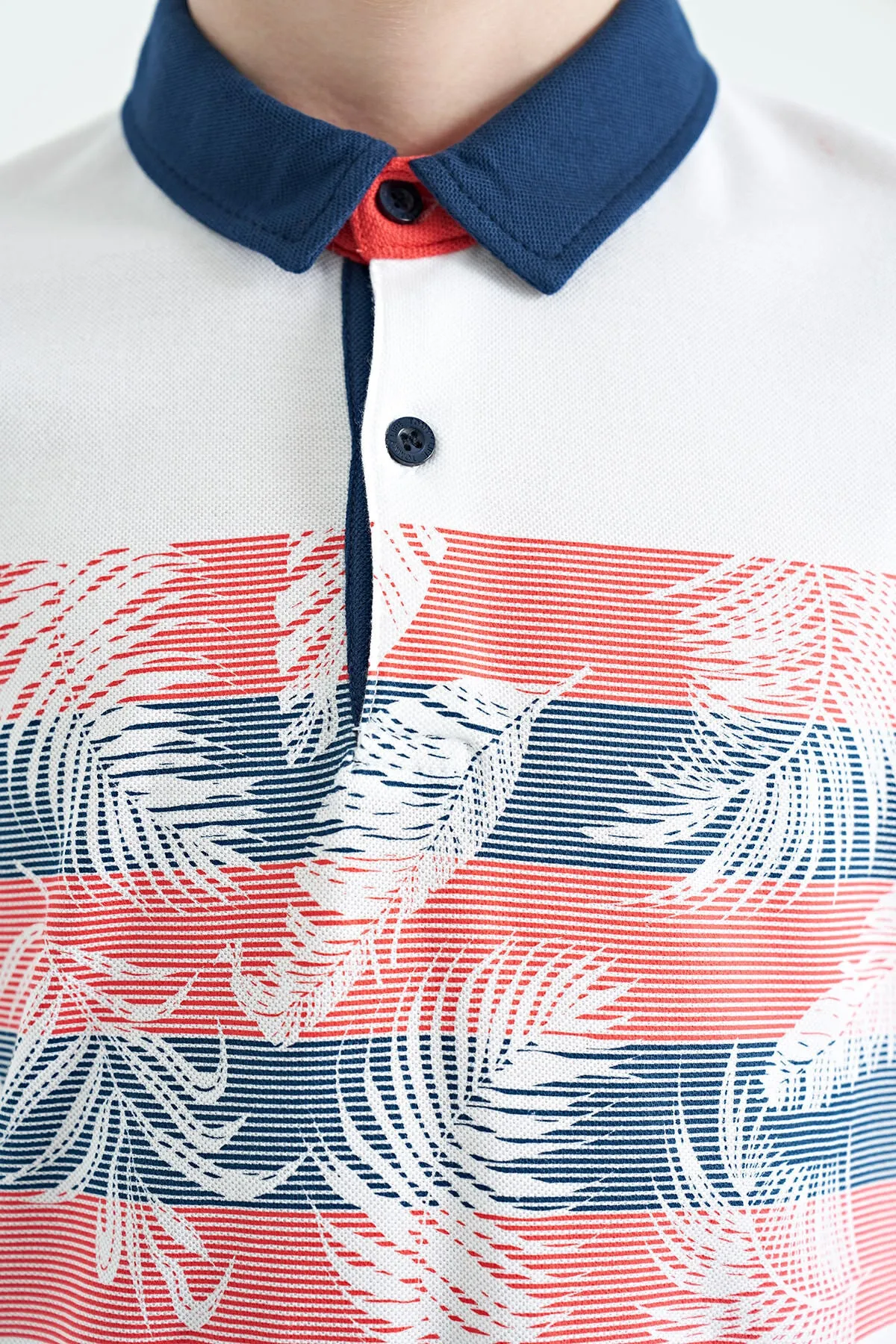 baski detayli standart kalip polo yaka erkek çocuk t-shirt - 11101