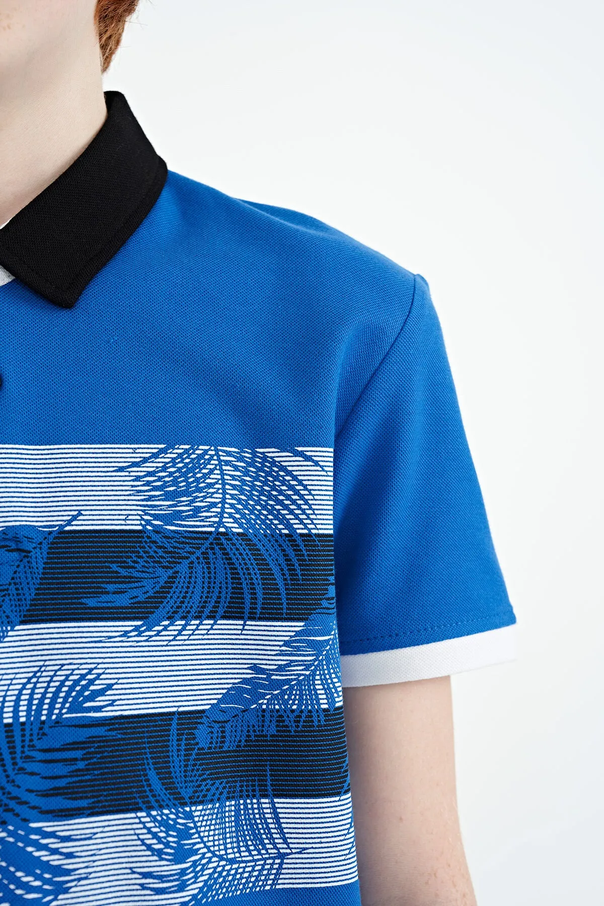 baski detayli standart kalip polo yaka erkek çocuk t-shirt - 11101
