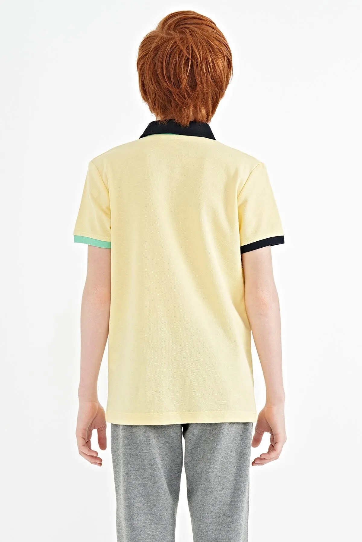 baski detayli standart kalip polo yaka erkek çocuk t-shirt - 11101