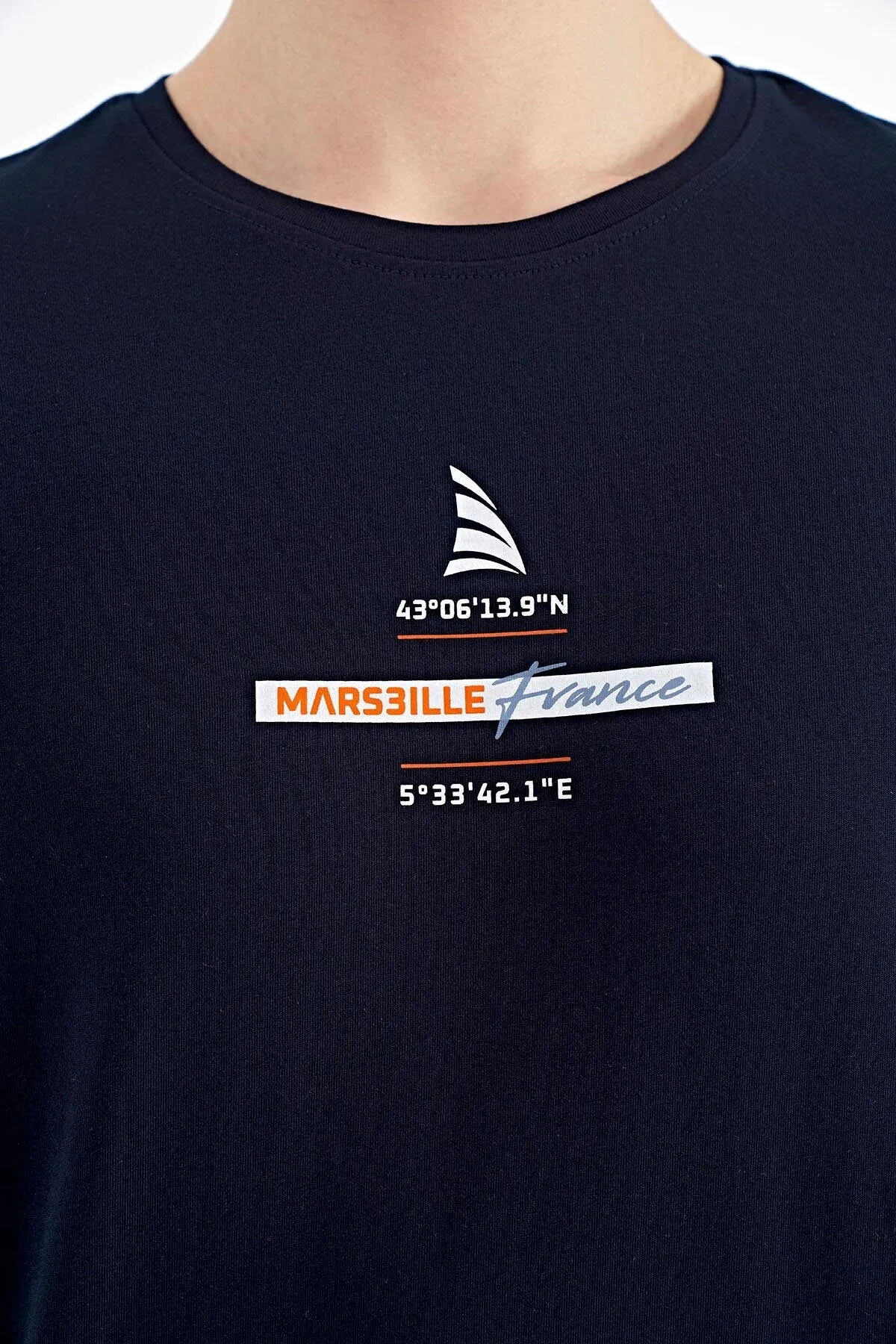 baskili o yaka standart kalip erkek t-shirt - 88212