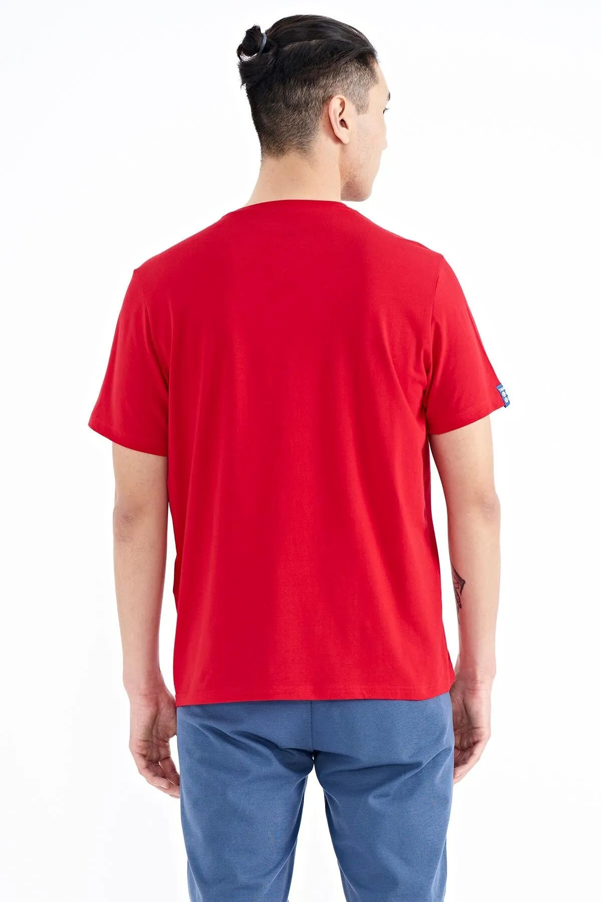 baskili o yaka standart kalip erkek t-shirt - 88212