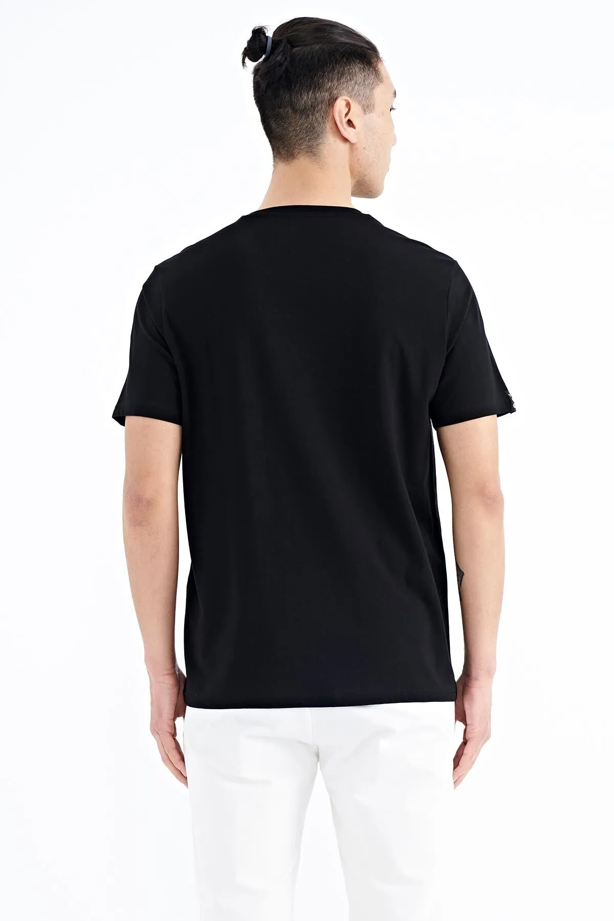 baskili o yaka standart kalip erkek t-shirt - 88212