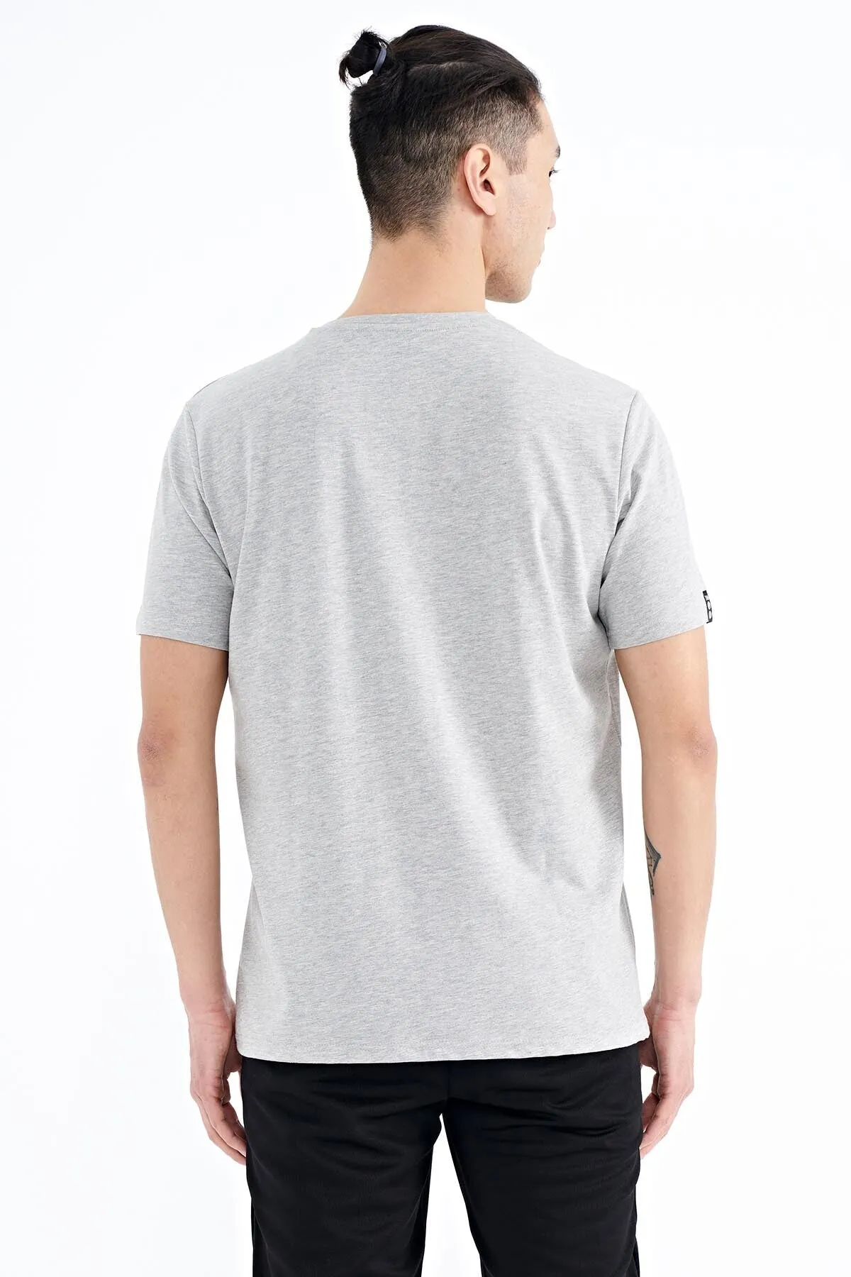 baskili o yaka standart kalip erkek t-shirt - 88212
