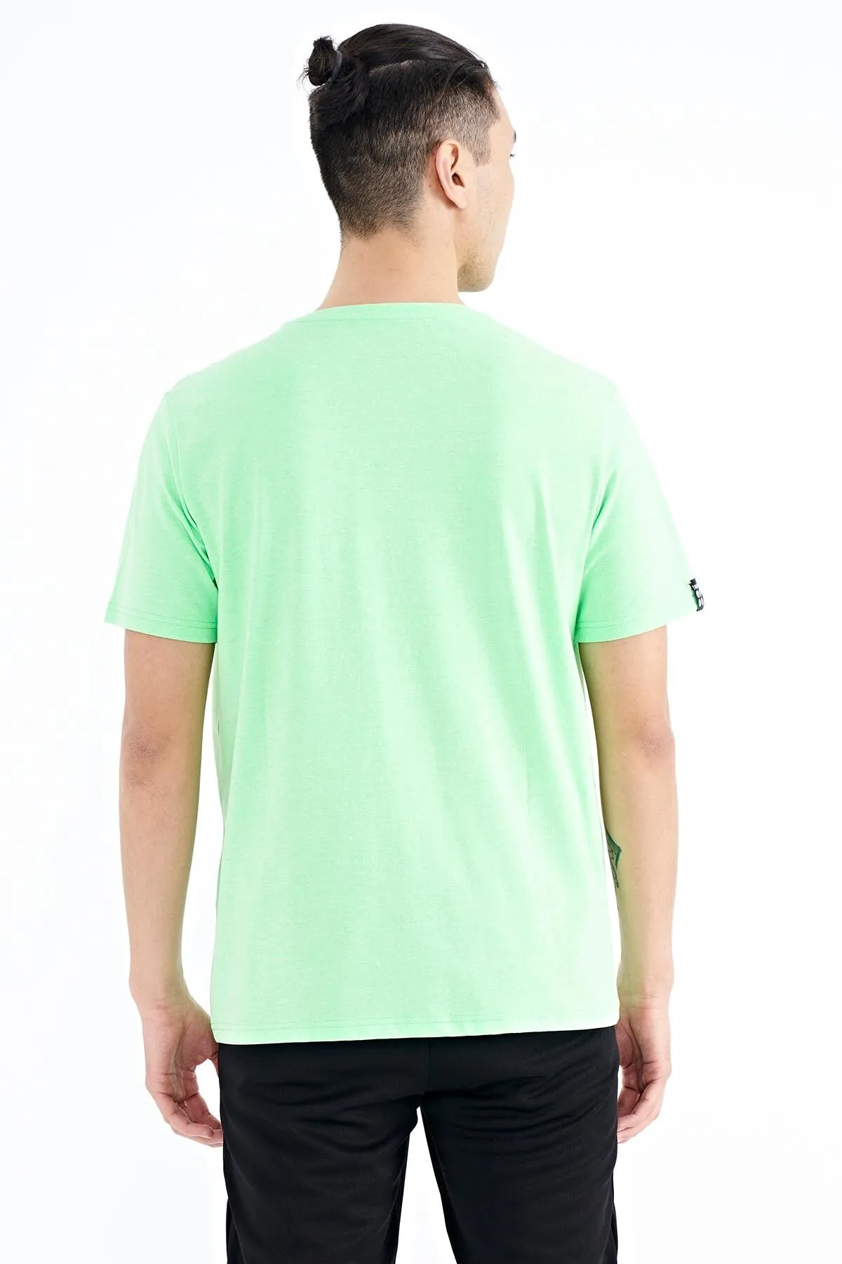 baskili o yaka standart kalip erkek t-shirt - 88212