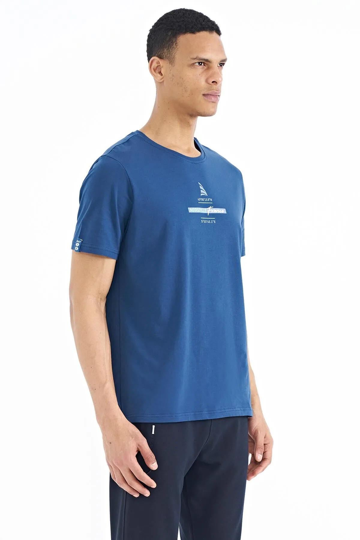 baskili o yaka standart kalip erkek t-shirt - 88212