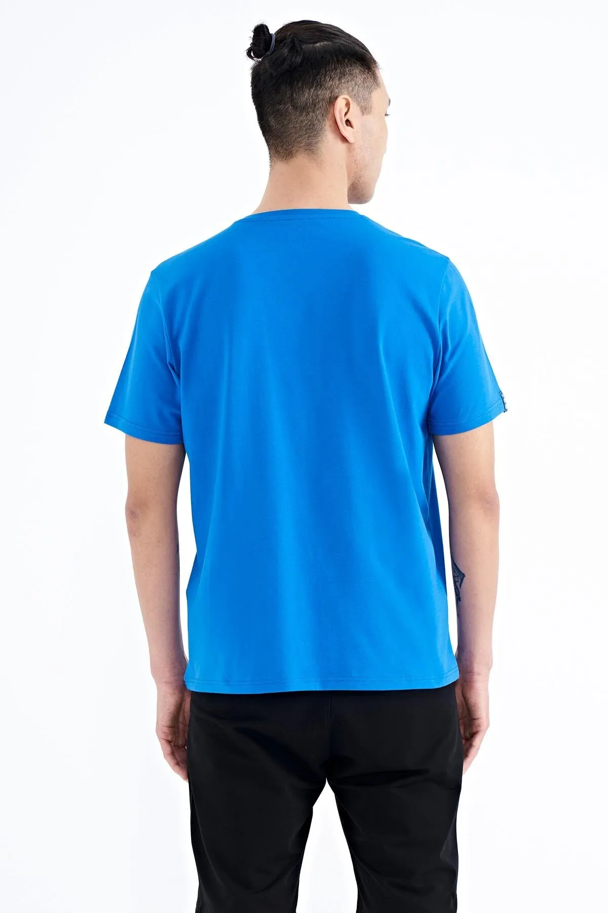 baskili o yaka standart kalip erkek t-shirt - 88212
