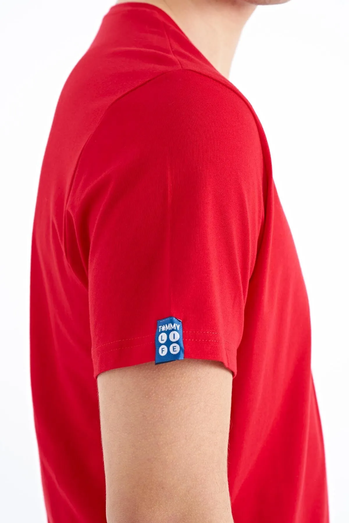 baskili o yaka standart kalip erkek t-shirt - 88212