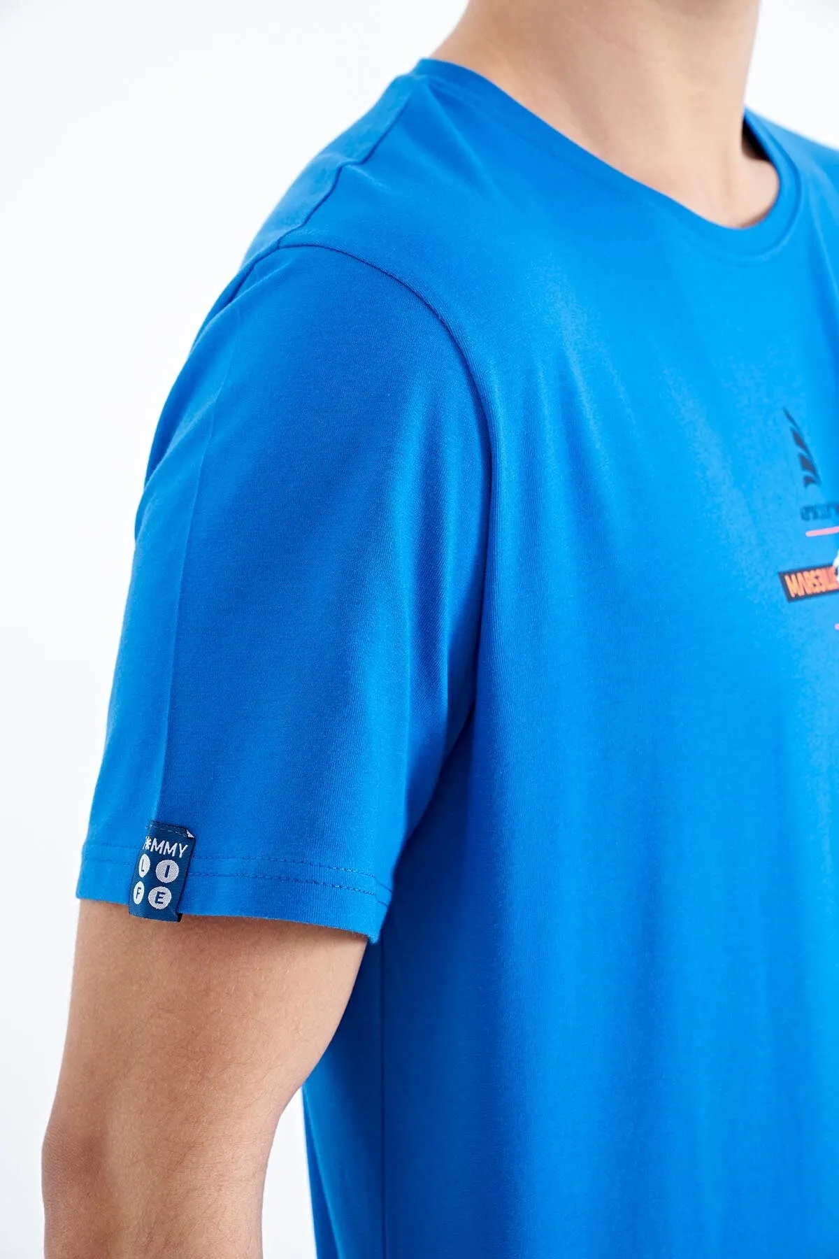 baskili o yaka standart kalip erkek t-shirt - 88212