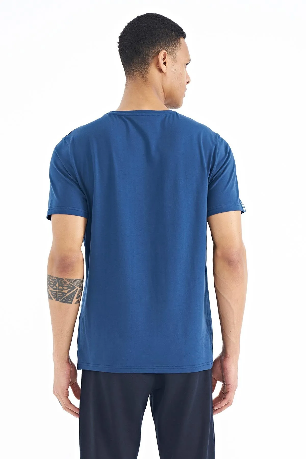 baskili o yaka standart kalip erkek t-shirt - 88212