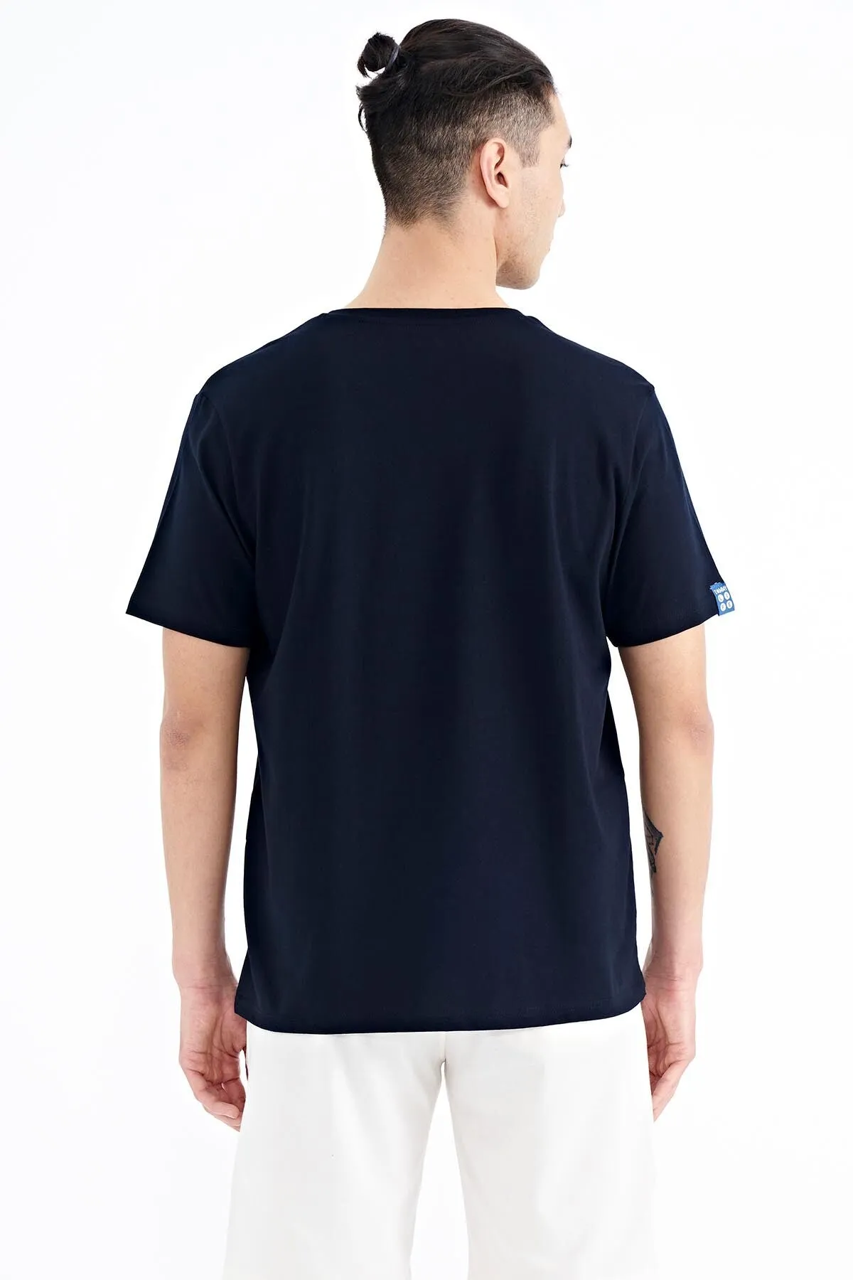 baskili o yaka standart kalip erkek t-shirt - 88212