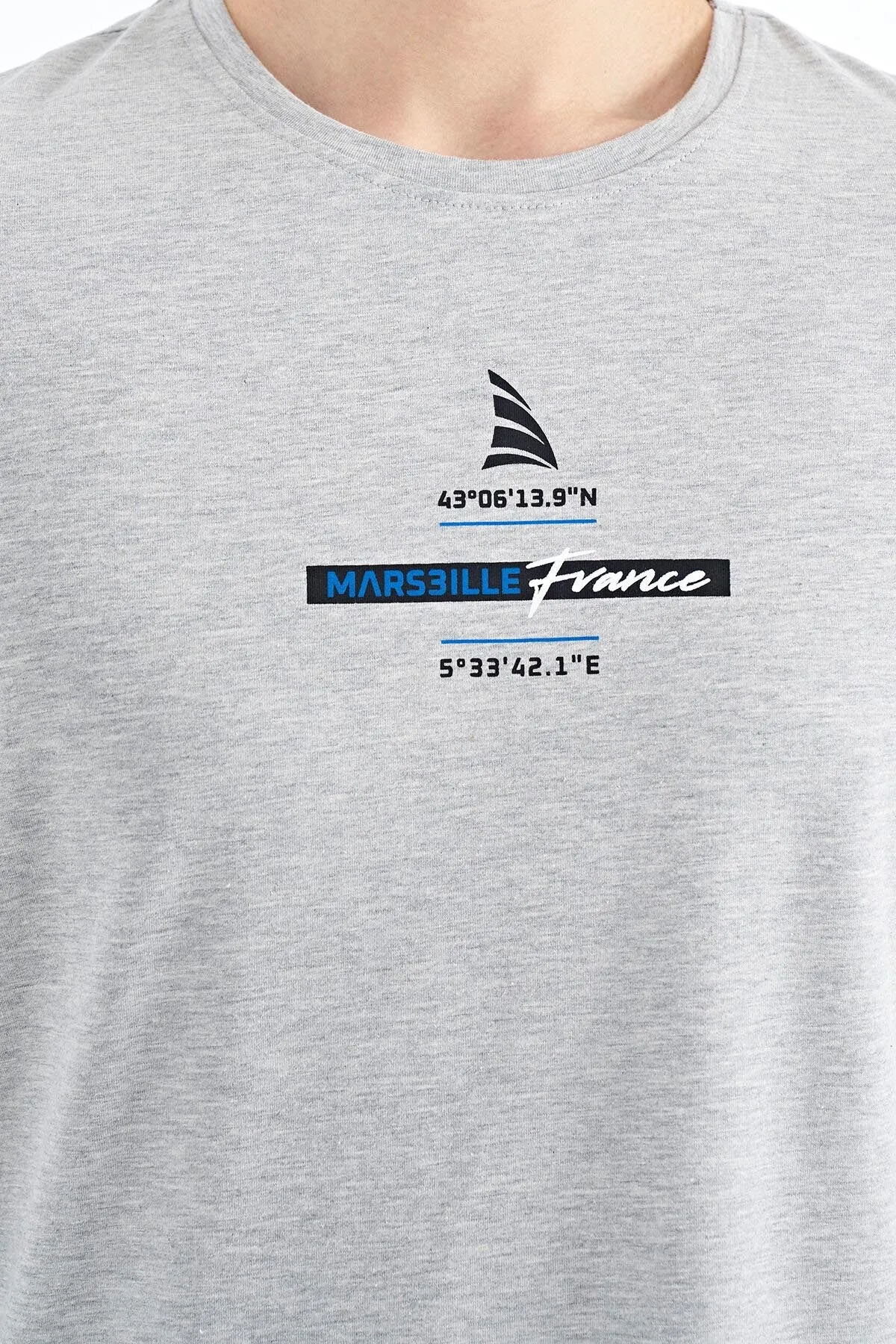 baskili o yaka standart kalip erkek t-shirt - 88212