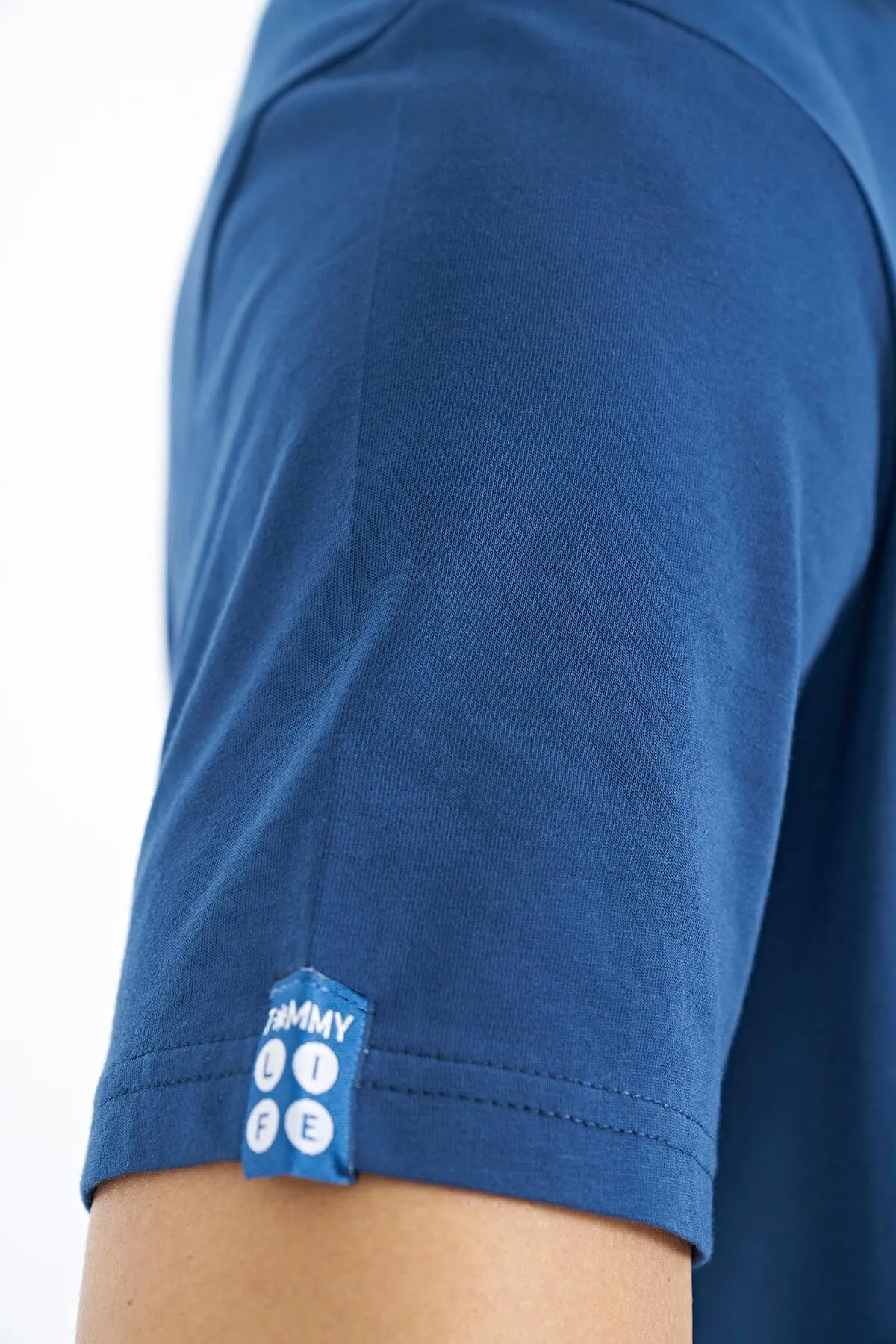 baskili o yaka standart kalip erkek t-shirt - 88212