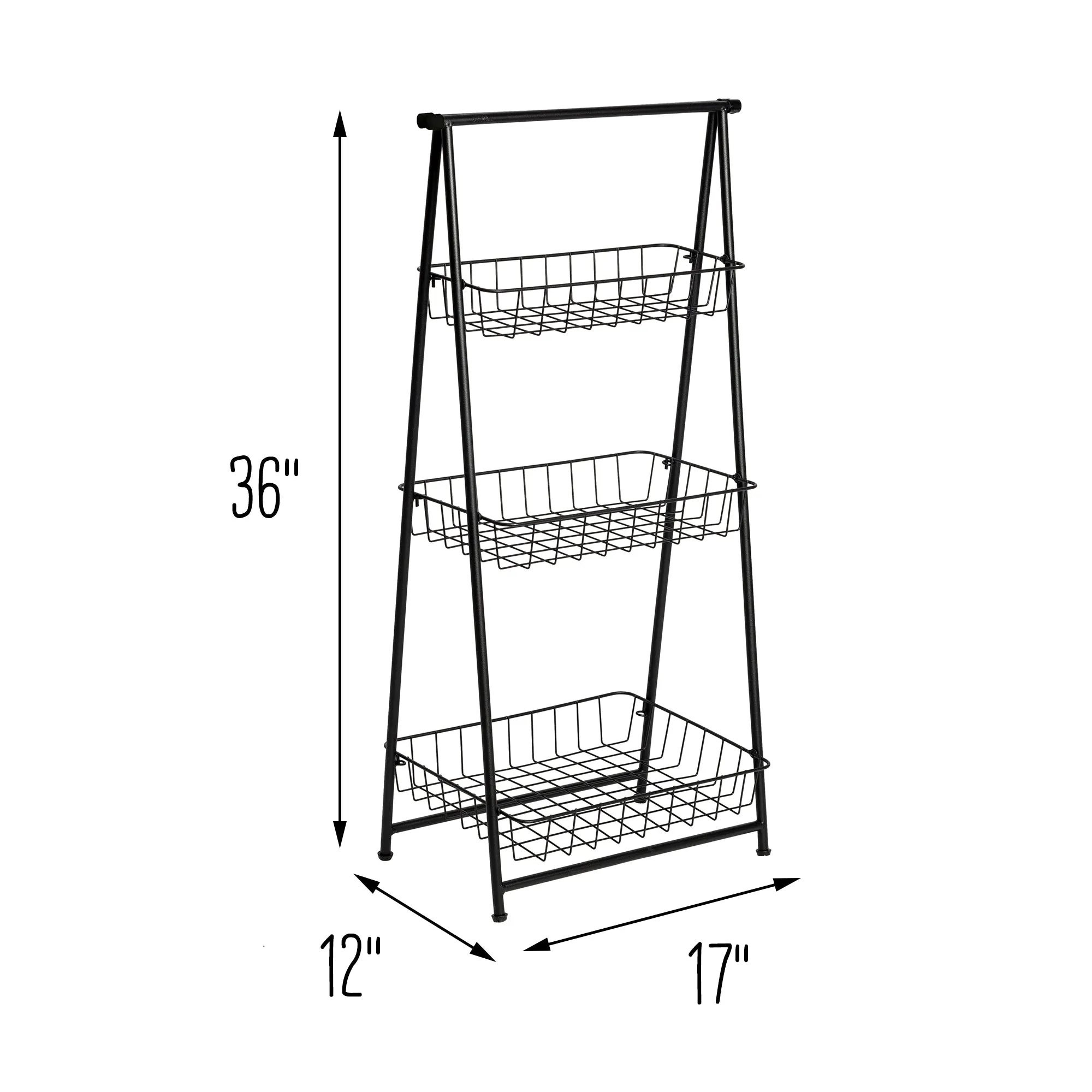 Black 3-Tier Folding A-Frame Storage Caddy