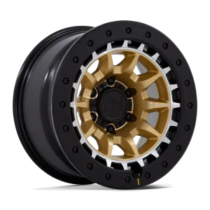 Black Rhino BR016 Tusk 17X8.5 5X127 0mm Matte Gold W Machined Ring