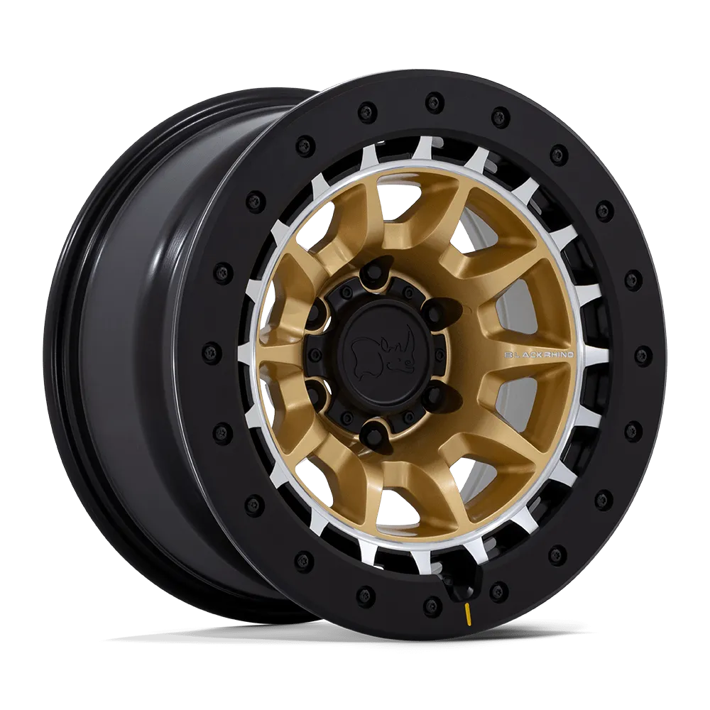 Black Rhino BR016 Tusk 17X8.5 6X139.7 0mm Matte Gold W Machined Ring