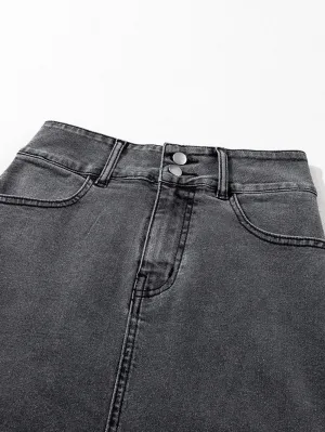 Blue Denim Skirt with Side Slit
