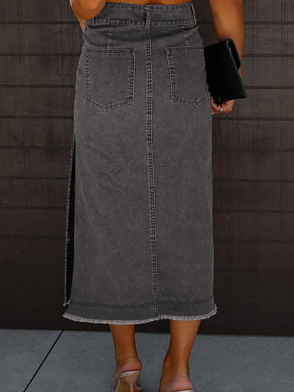 Blue Denim Skirt with Side Slit