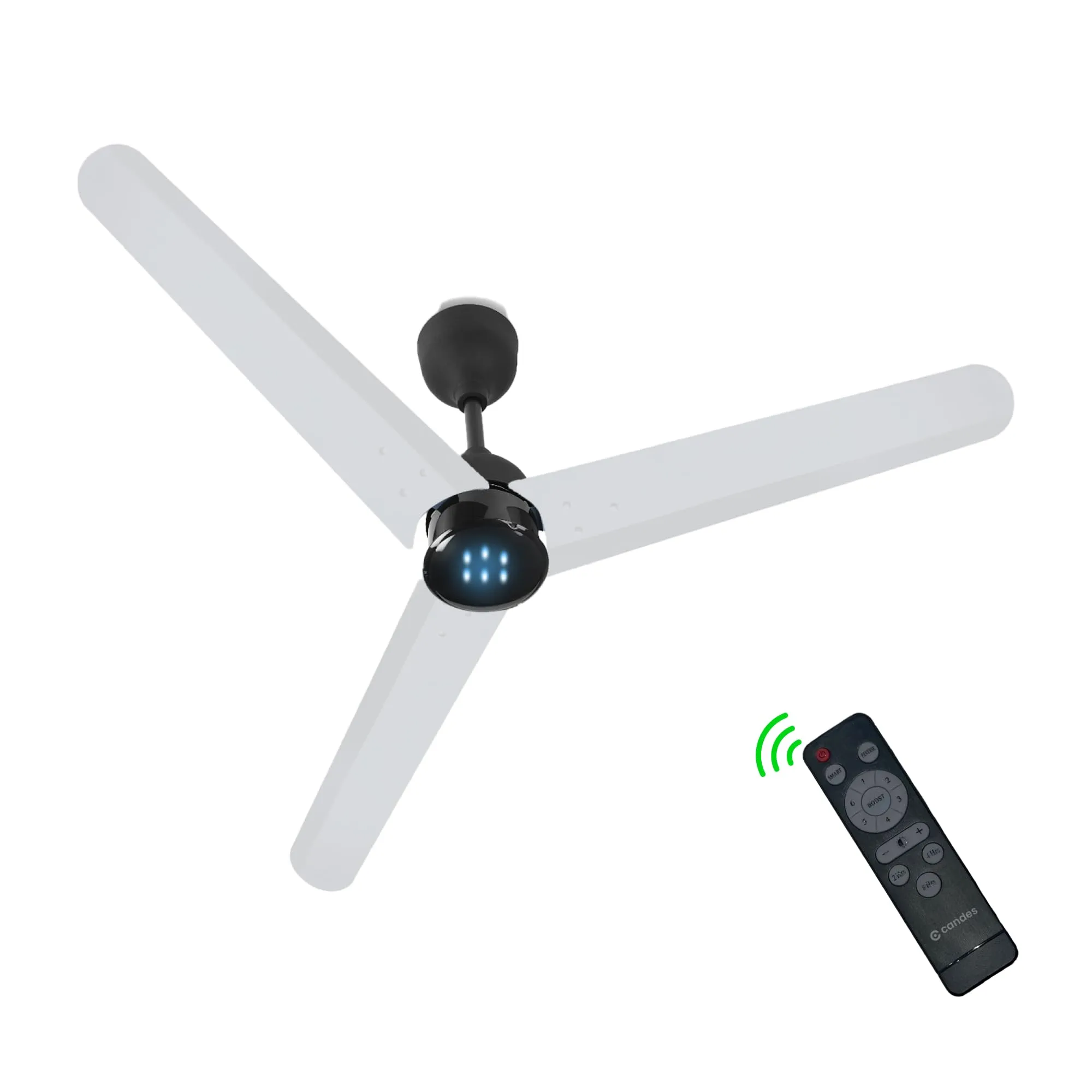 Candes 1200mm Bldc Ceiling Fan with LED Indicator | BEE 5 Star High Speed fan for Home | Silent Remote fan | 6 Speed Levels | High Air delivery | Energy Saving | 2 Yr Manufacturer Warranty | White