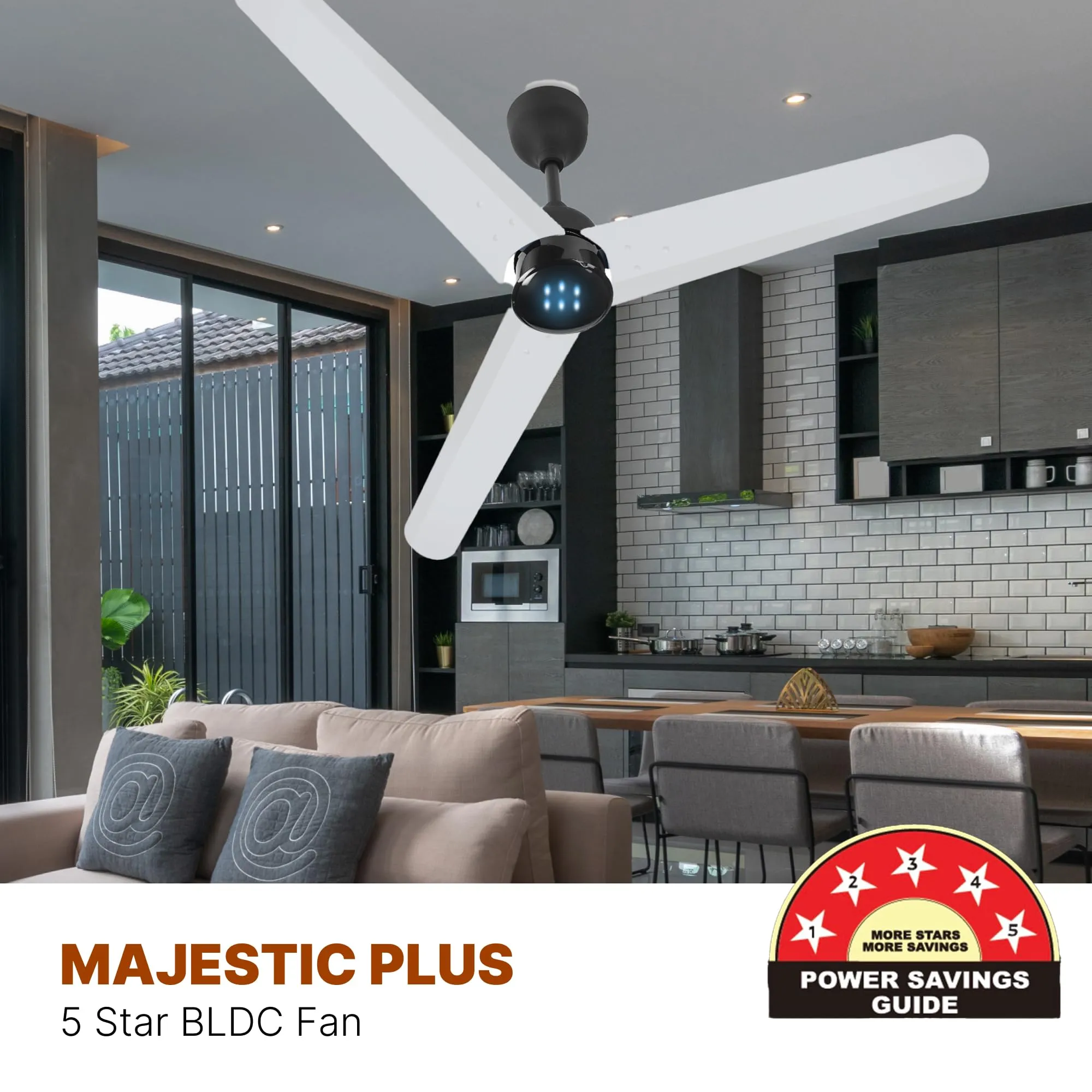 Candes 1200mm Bldc Ceiling Fan with LED Indicator | BEE 5 Star High Speed fan for Home | Silent Remote fan | 6 Speed Levels | High Air delivery | Energy Saving | 2 Yr Manufacturer Warranty | White