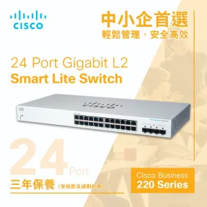 Cbs220 Smart 24-Port Ge, 4X1g Sfp