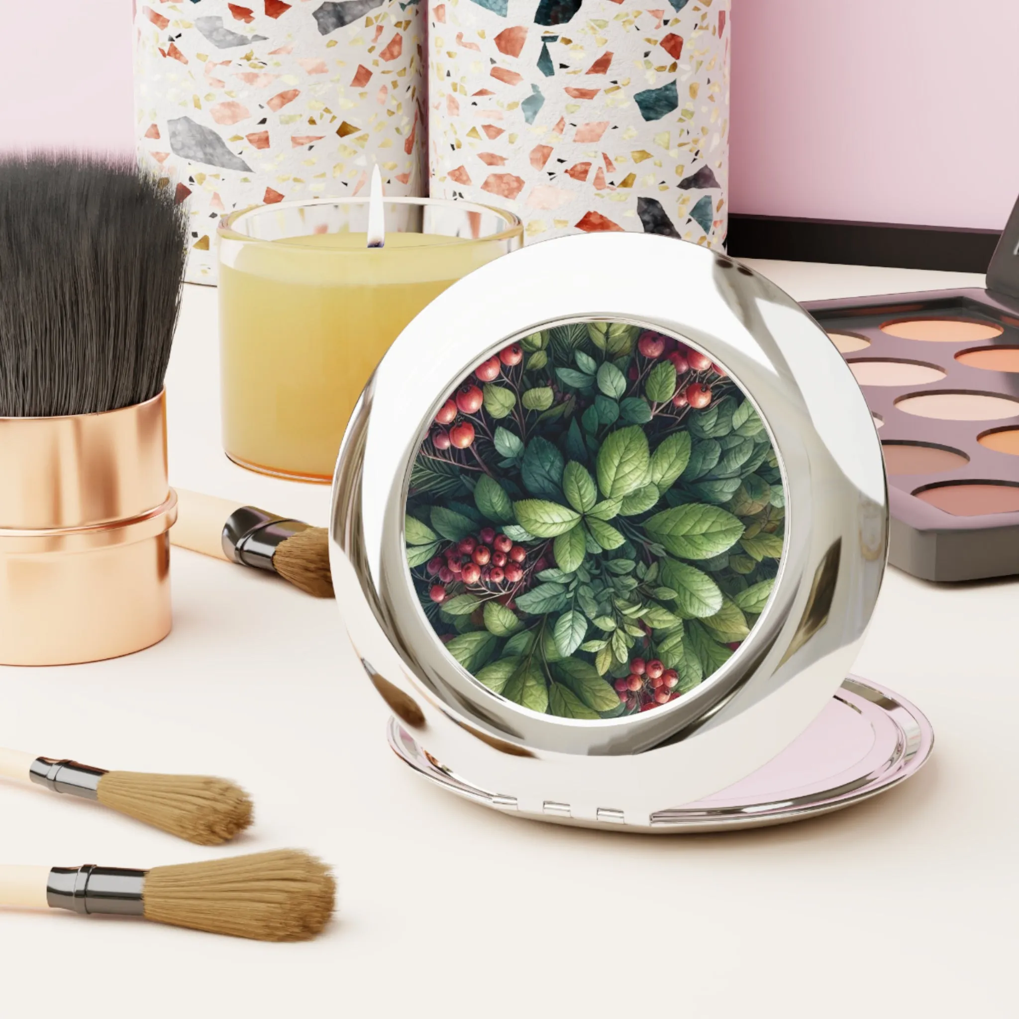 Christmas themed Compact Travel Mirror