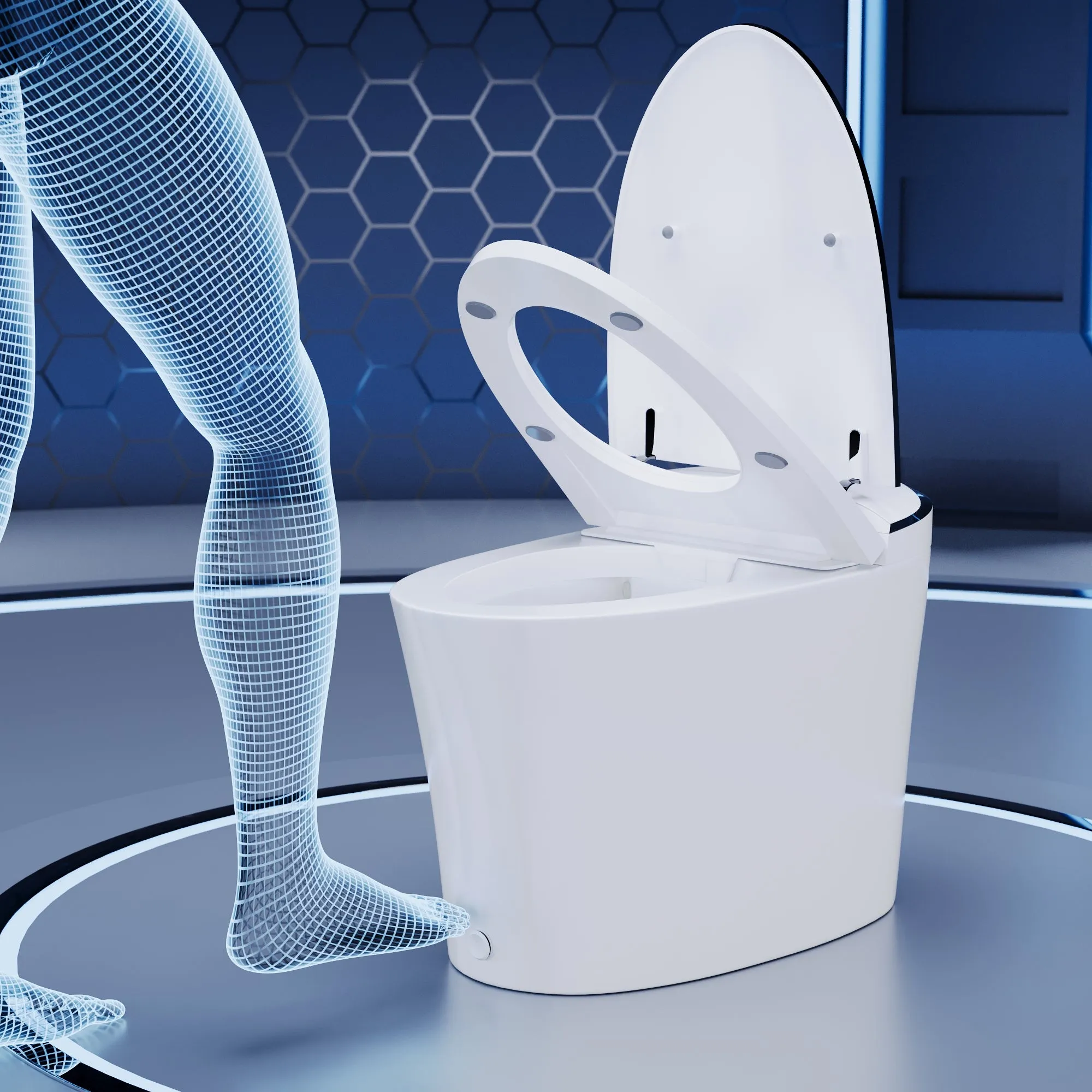 DeerValley DV-1S0019-V3 Smart Bidet Toilet Quiet-Closed Heated Seat Sensor Auto, Foot Kick & Blackout Flush, Warm Wash, Night Light