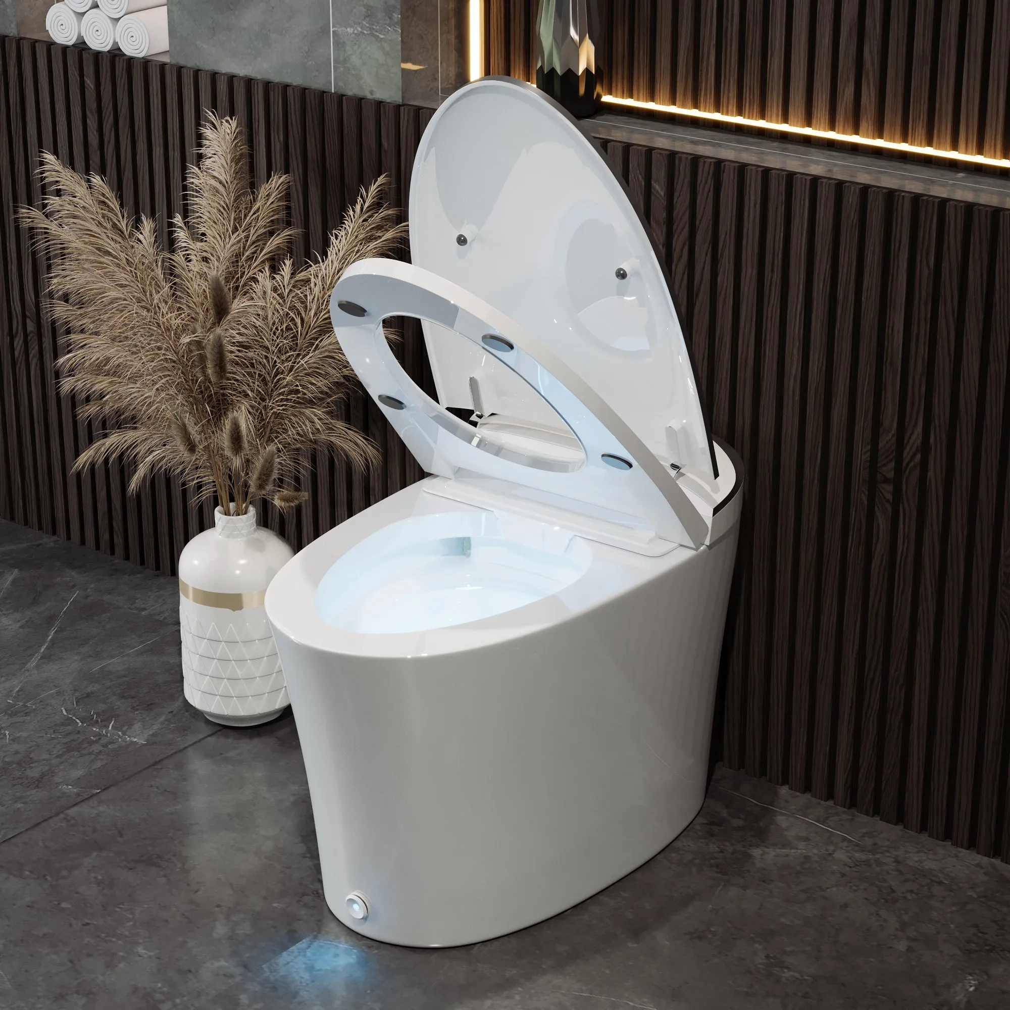 DeerValley DV-1S0019-V3 Smart Bidet Toilet Quiet-Closed Heated Seat Sensor Auto, Foot Kick & Blackout Flush, Warm Wash, Night Light