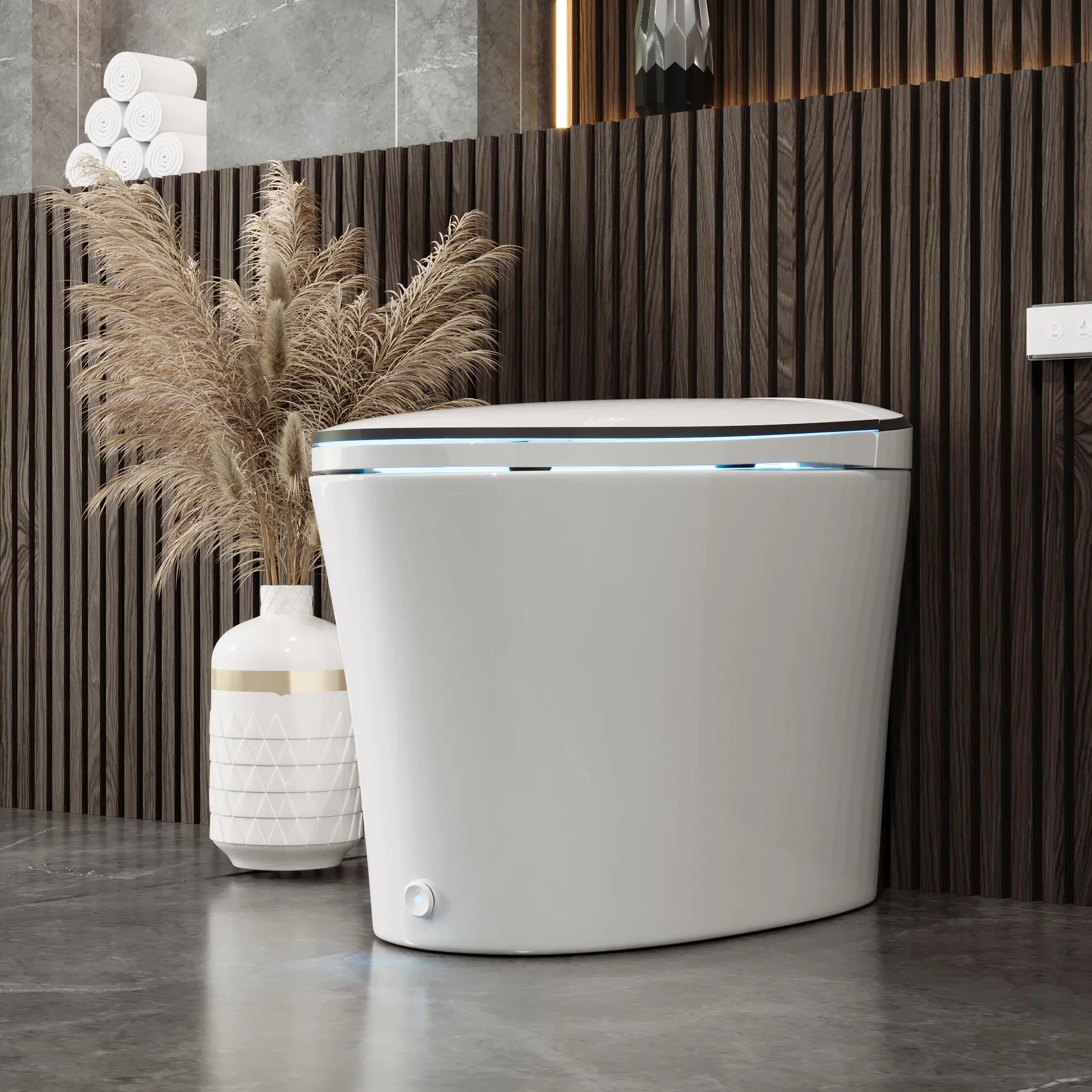 DeerValley DV-1S0019-V3 Smart Bidet Toilet Quiet-Closed Heated Seat Sensor Auto, Foot Kick & Blackout Flush, Warm Wash, Night Light