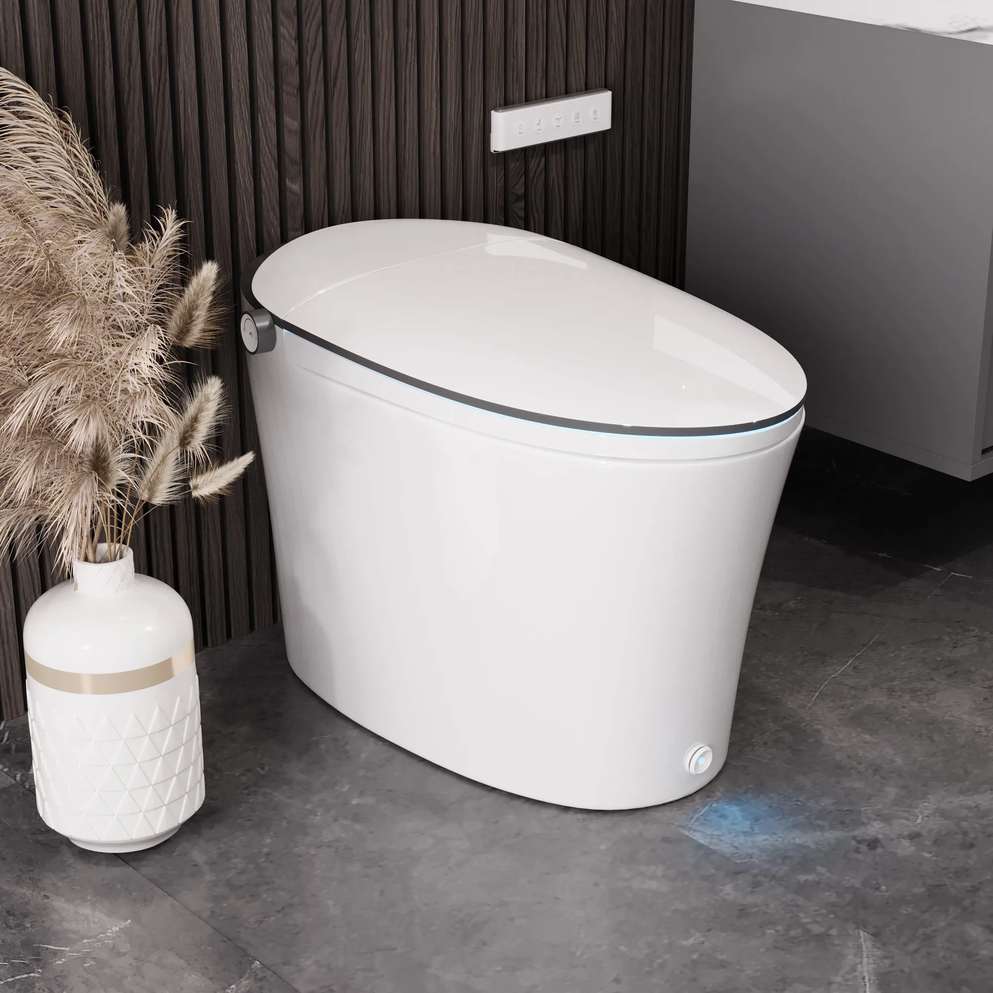 DeerValley DV-1S0019-V3 Smart Bidet Toilet Quiet-Closed Heated Seat Sensor Auto, Foot Kick & Blackout Flush, Warm Wash, Night Light