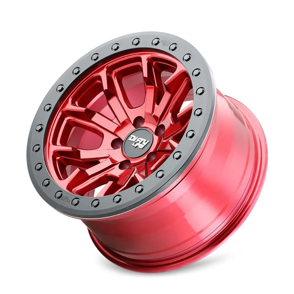 Dirty Life Wheels 9303 DT-1 Dual-Tek Series Crimson Candy Red Wheel with Simulated Beadlock Ring 9303-7970R12