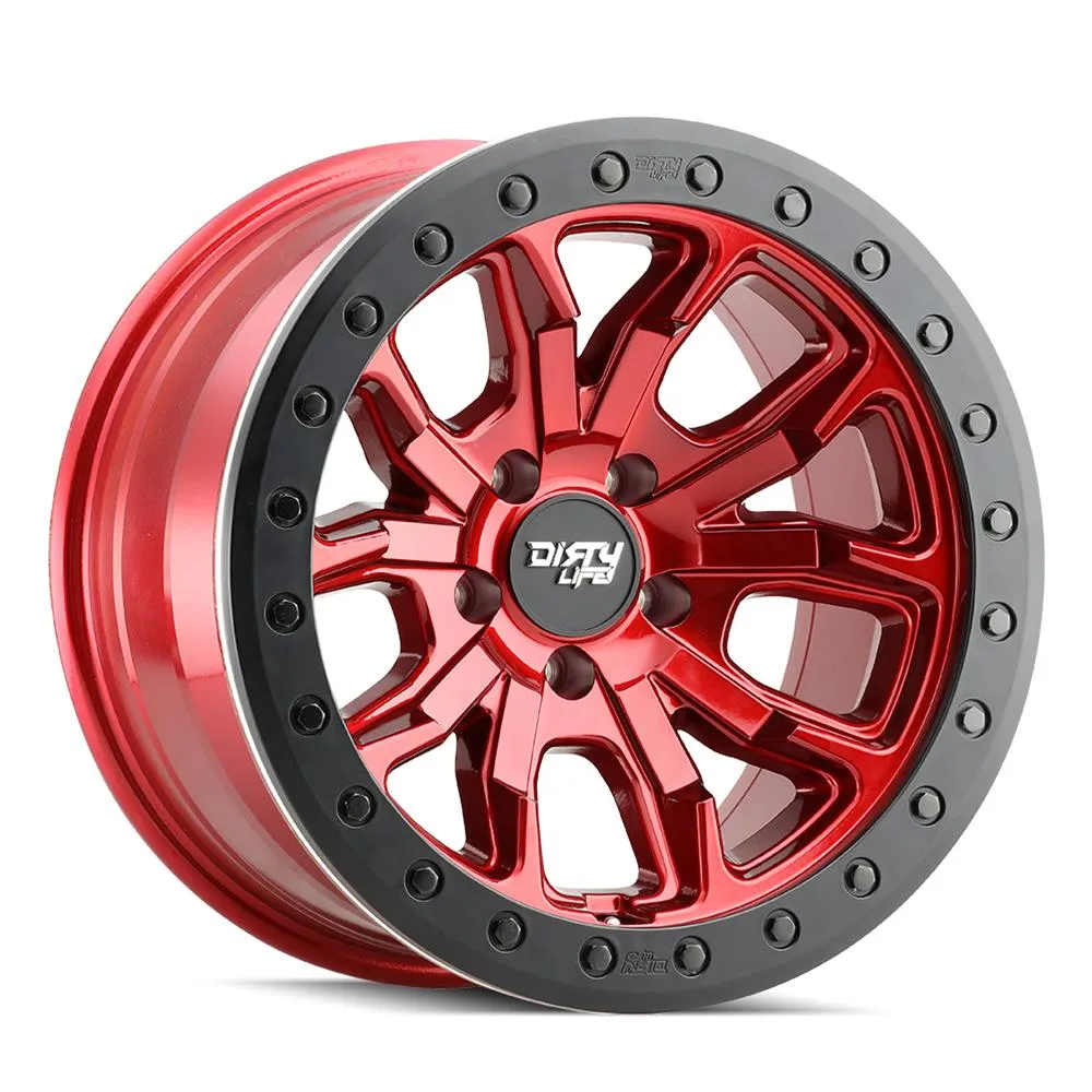 Dirty Life Wheels 9303 DT-1 Dual-Tek Series Crimson Candy Red Wheel with Simulated Beadlock Ring 9303-7970R12