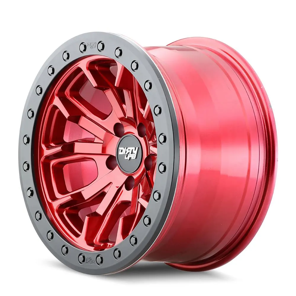 Dirty Life Wheels 9303 DT-1 Dual-Tek Series Crimson Candy Red Wheel with Simulated Beadlock Ring 9303-7973R12
